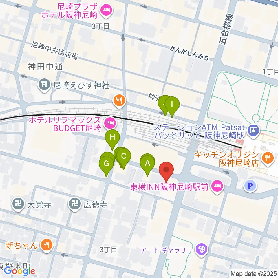 ベースオントップ尼崎店周辺のファミレス・ファーストフード一覧地図