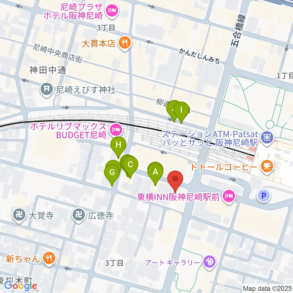 ベースオントップ尼崎店周辺のファミレス・ファーストフード一覧地図