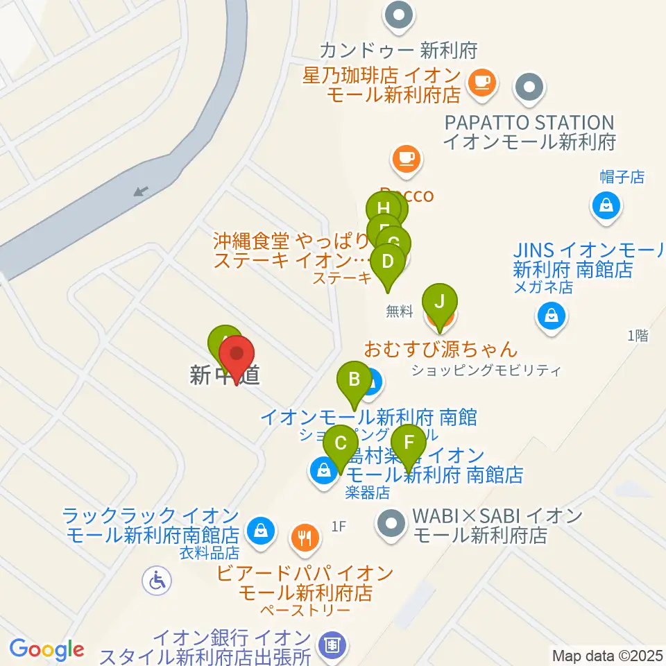 島村楽器イオンモール新利府 南館店周辺のファミレス・ファーストフード一覧地図