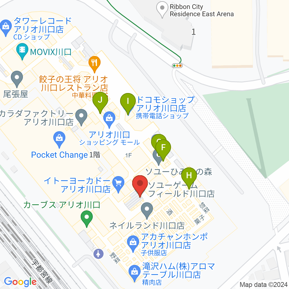 ヤマノミュージックサロン川口周辺のファミレス・ファーストフード一覧地図