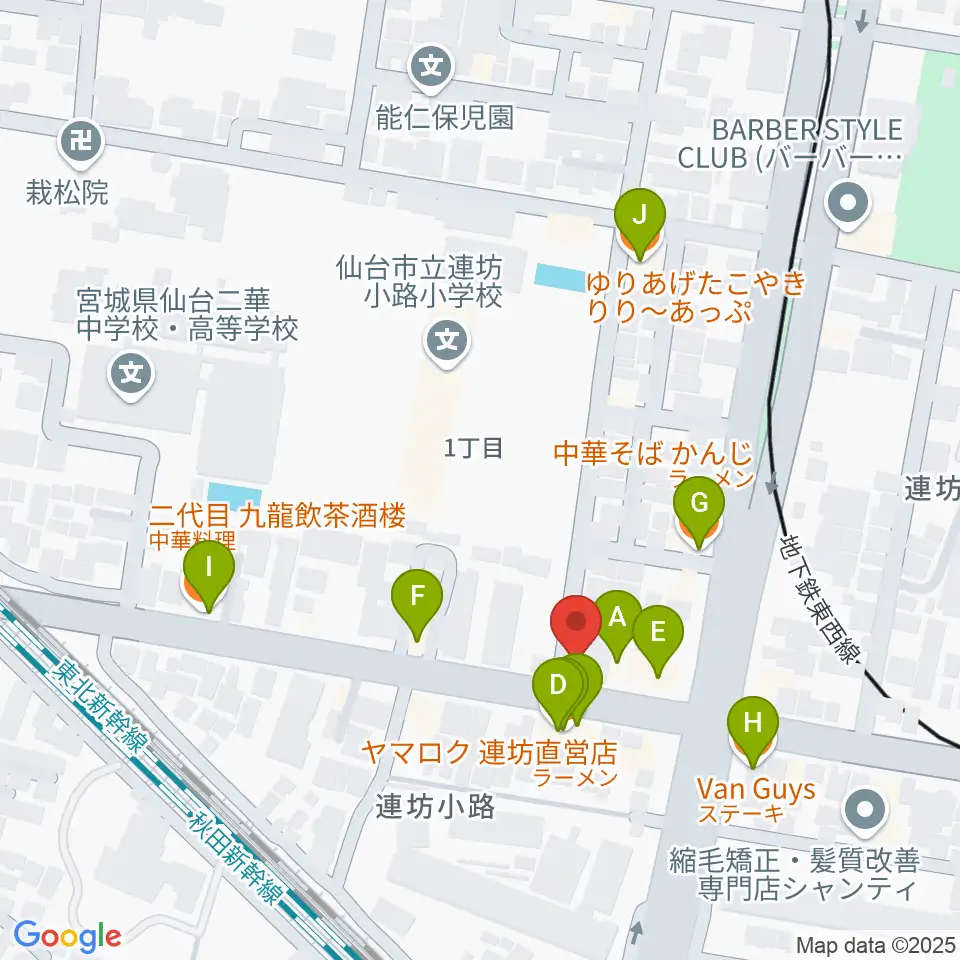 ハタケヤマ楽器周辺のファミレス・ファーストフード一覧地図