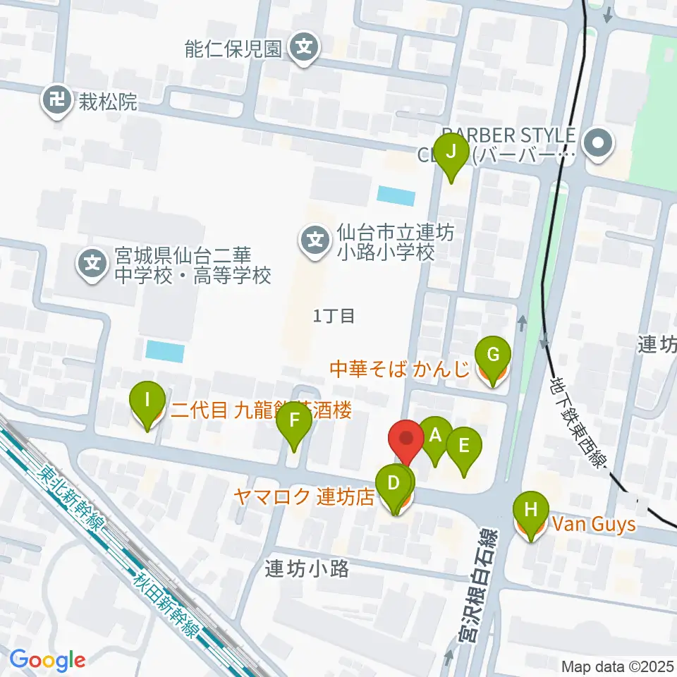ハタケヤマ楽器周辺のファミレス・ファーストフード一覧地図
