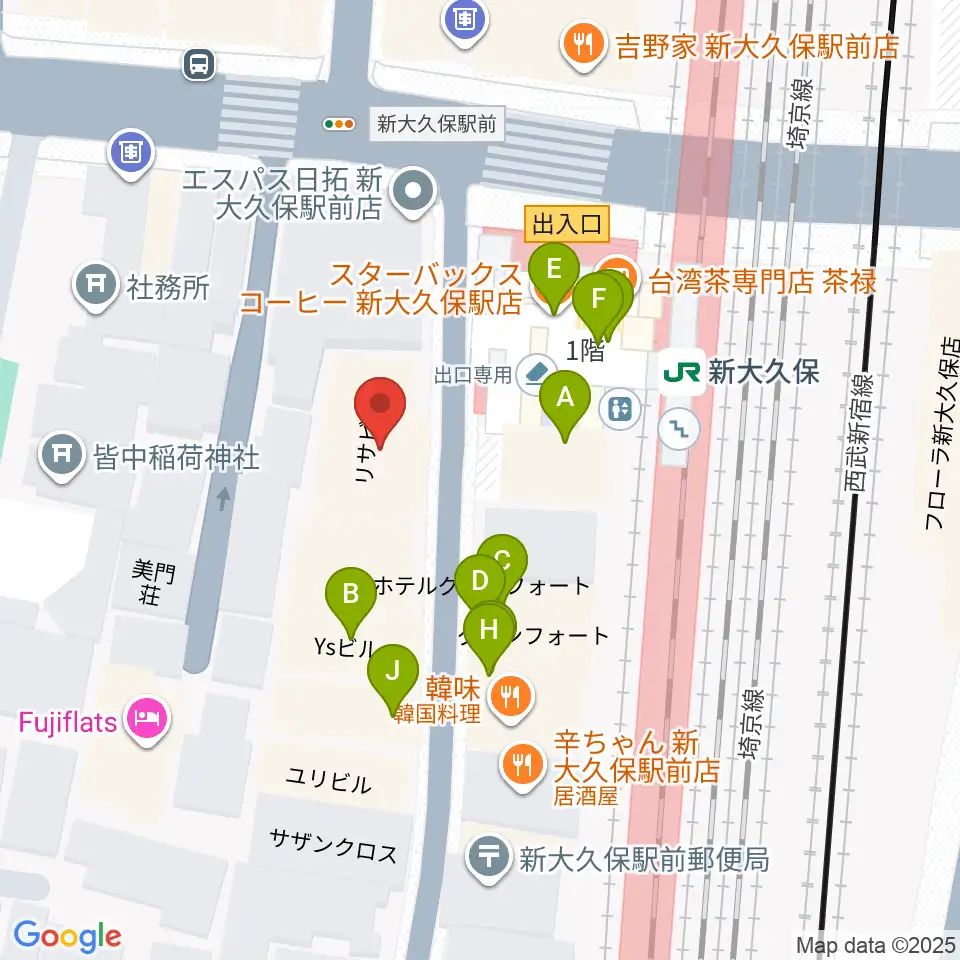 山野楽器ウインドクルー周辺のファミレス・ファーストフード一覧地図