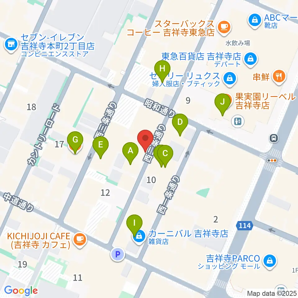 サウンドクルー吉祥寺周辺のファミレス・ファーストフード一覧地図