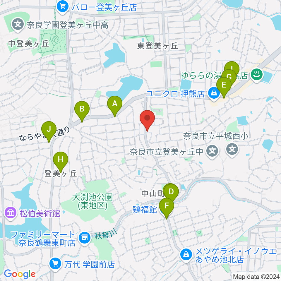 ムジカセゾン周辺のファミレス・ファーストフード一覧地図