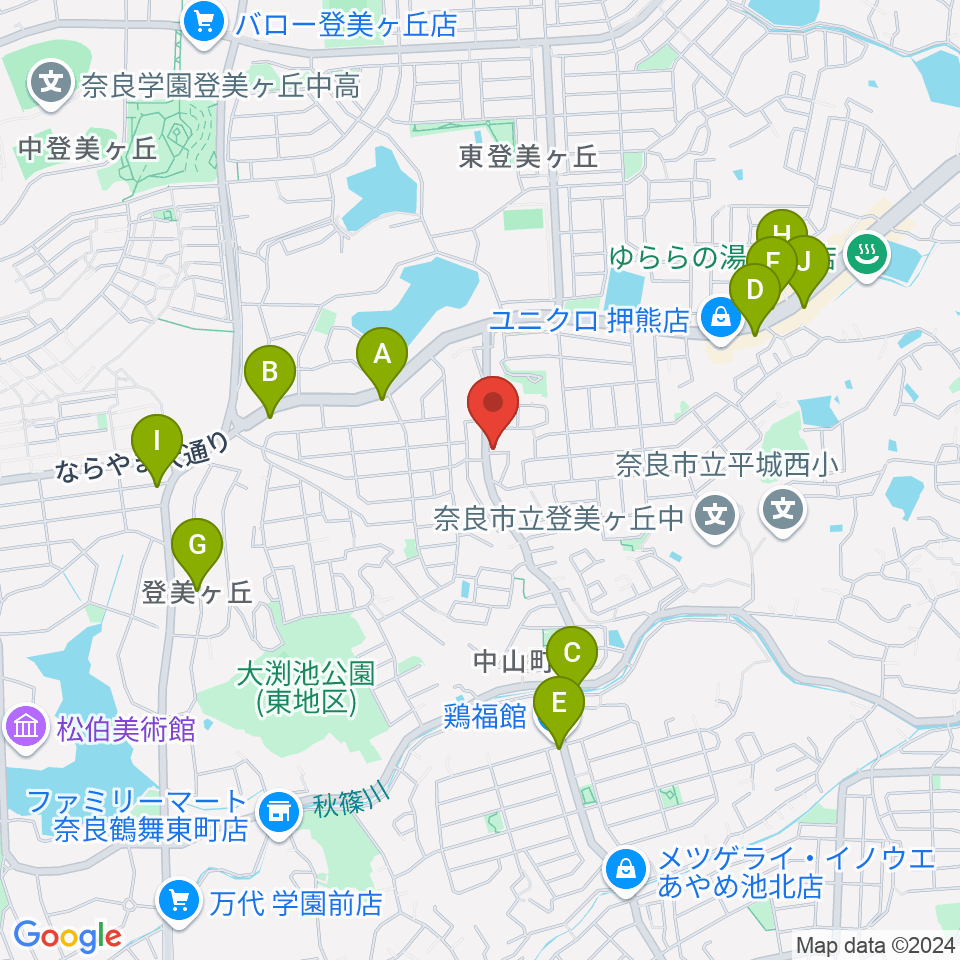 ムジカセゾン周辺のファミレス・ファーストフード一覧地図