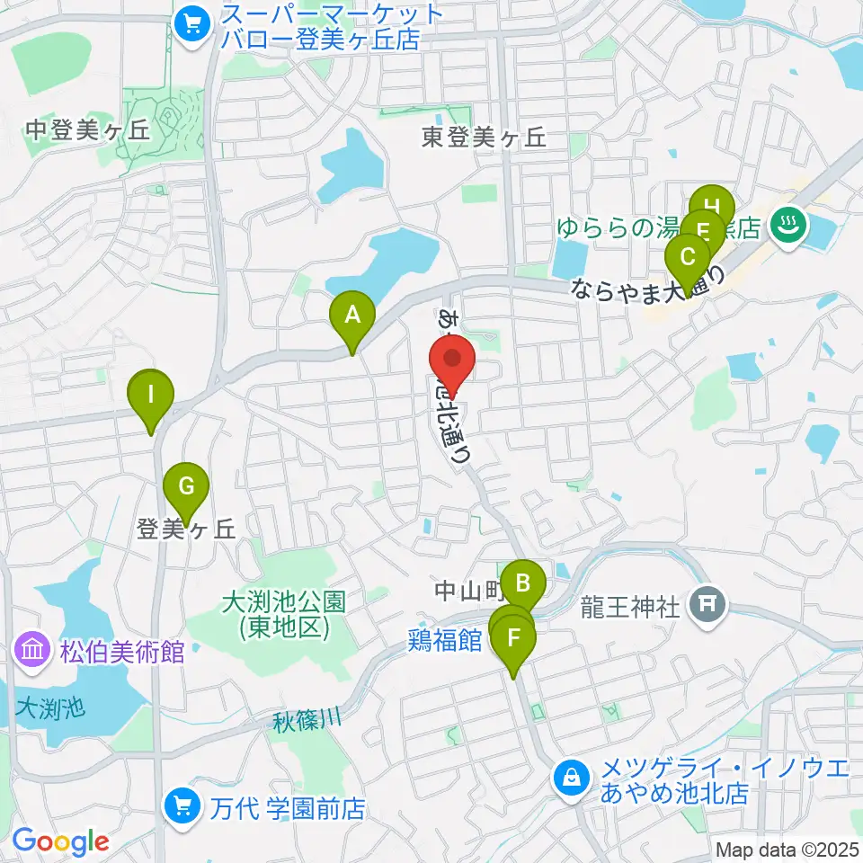 ムジカセゾン周辺のファミレス・ファーストフード一覧地図
