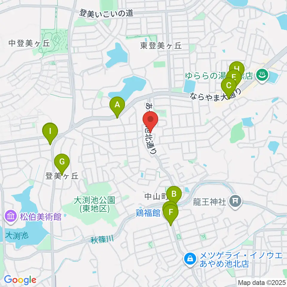 ムジカセゾン周辺のファミレス・ファーストフード一覧地図