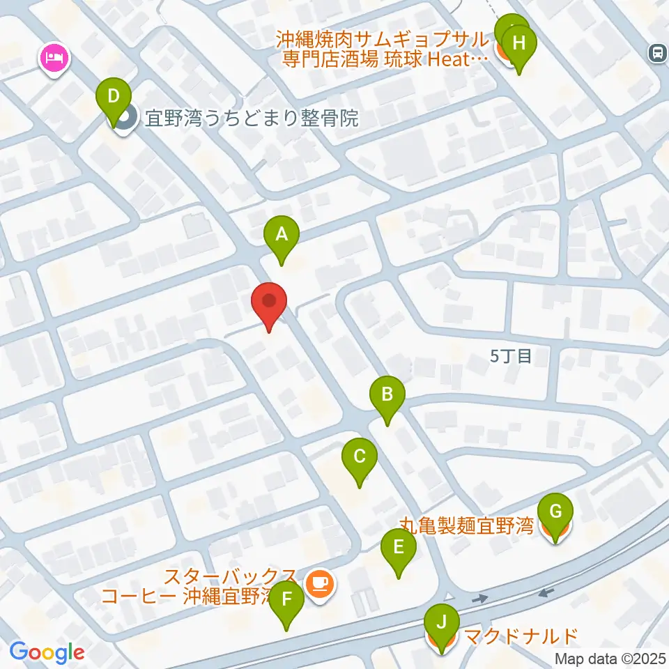 ピアノ教室にじいろミュージックスクール周辺のファミレス・ファーストフード一覧地図