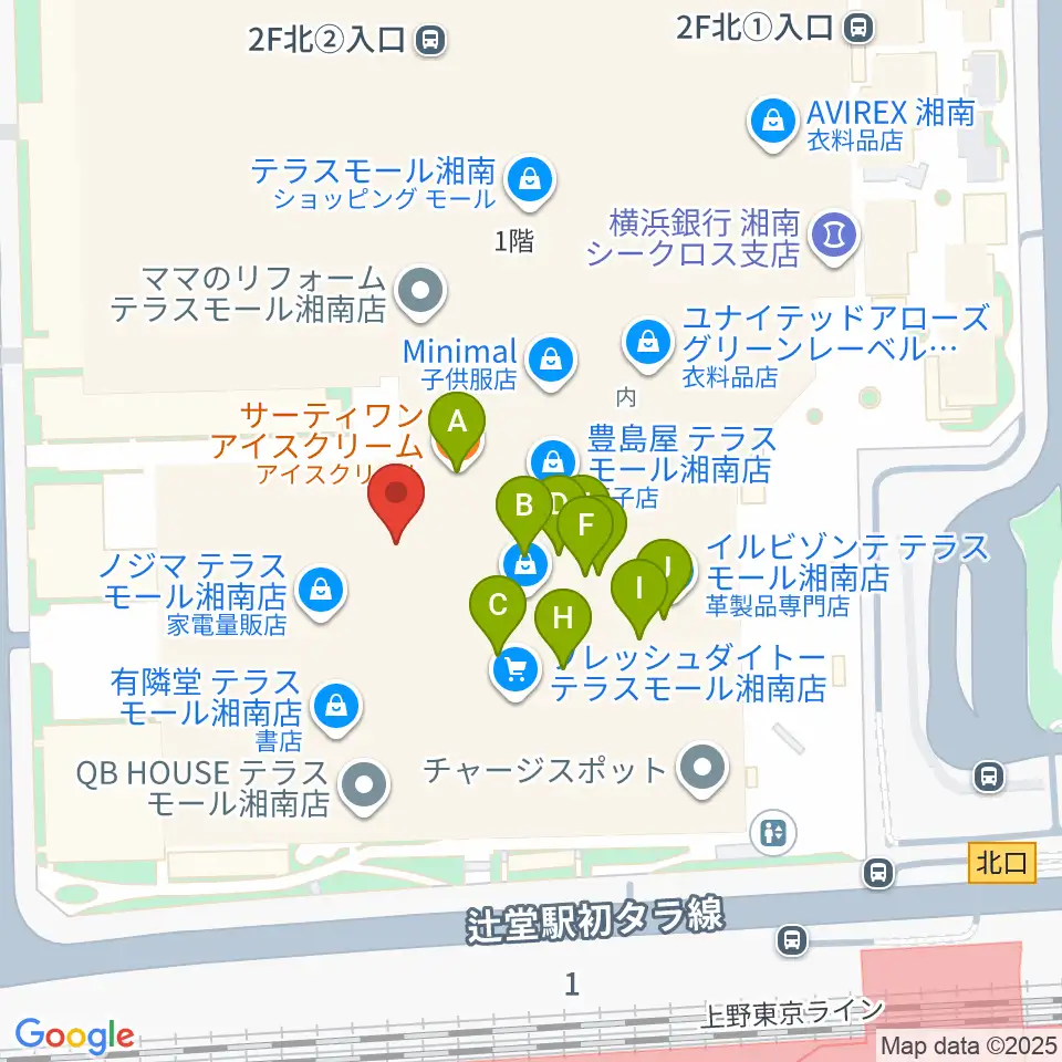 山野楽器 辻堂店周辺のファミレス・ファーストフード一覧地図
