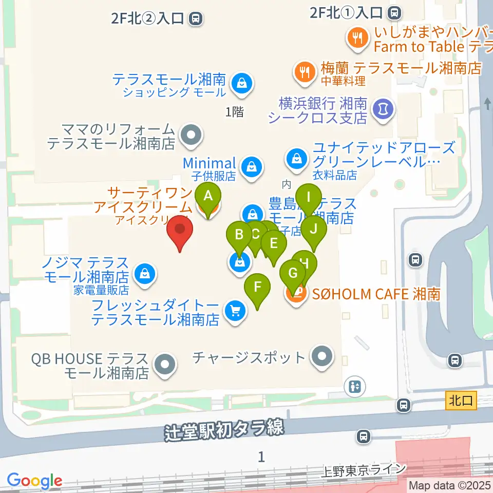 山野楽器 辻堂店周辺のファミレス・ファーストフード一覧地図