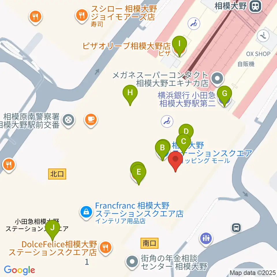 山野楽器 相模大野ステーションスクエア店周辺のファミレス・ファーストフード一覧地図