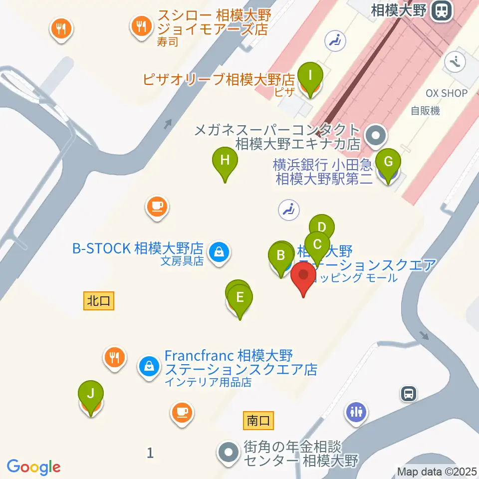 山野楽器 相模大野ステーションスクエア店周辺のファミレス・ファーストフード一覧地図