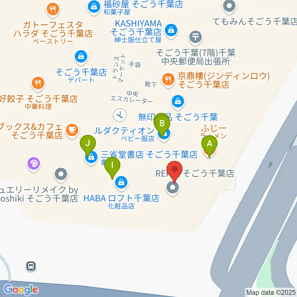 山野楽器 そごう千葉店周辺のファミレス・ファーストフード一覧地図