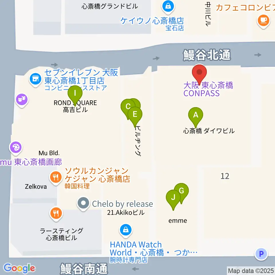 CONPASS周辺のファミレス・ファーストフード一覧地図