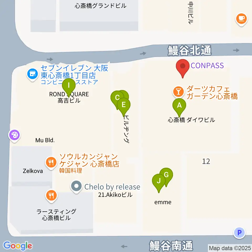 CONPASS周辺のファミレス・ファーストフード一覧地図