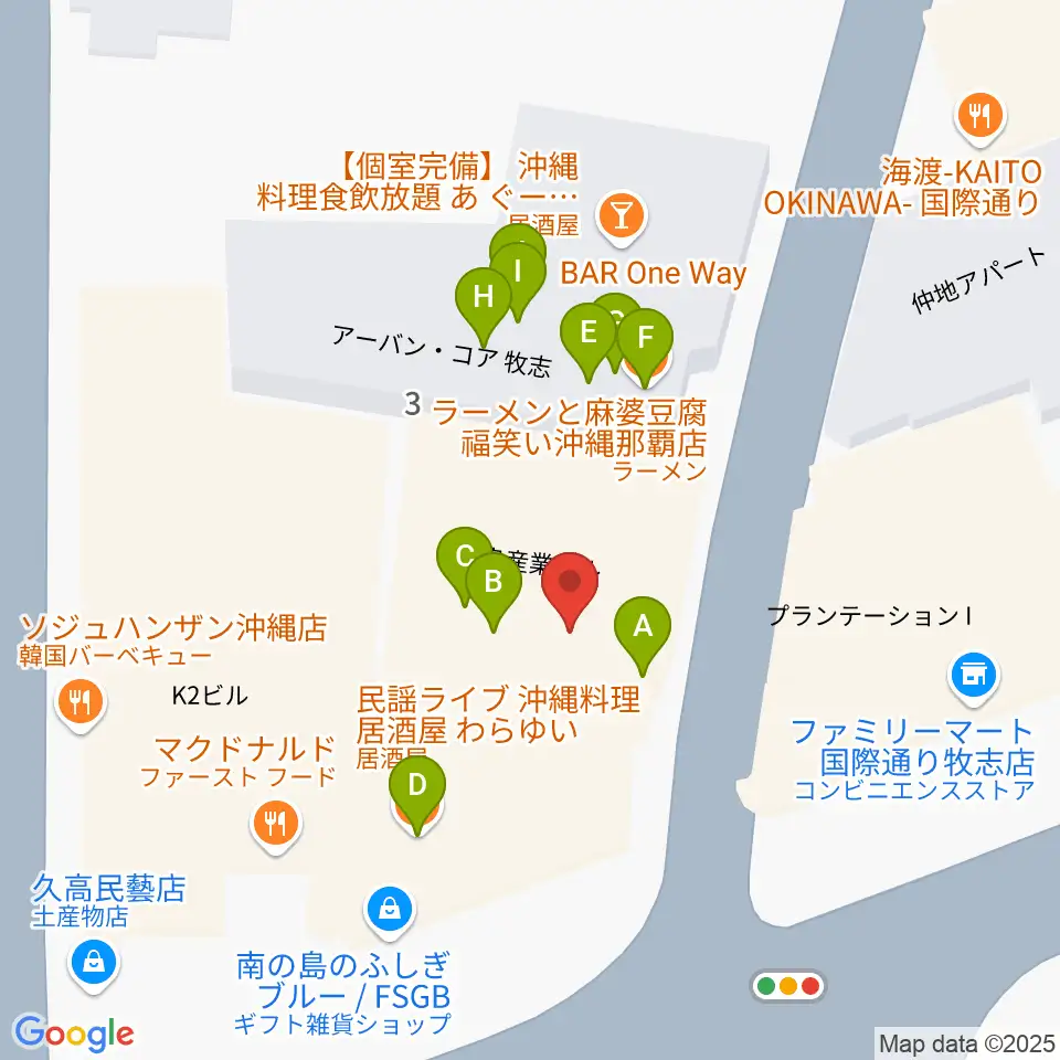 沖縄Output周辺のファミレス・ファーストフード一覧地図