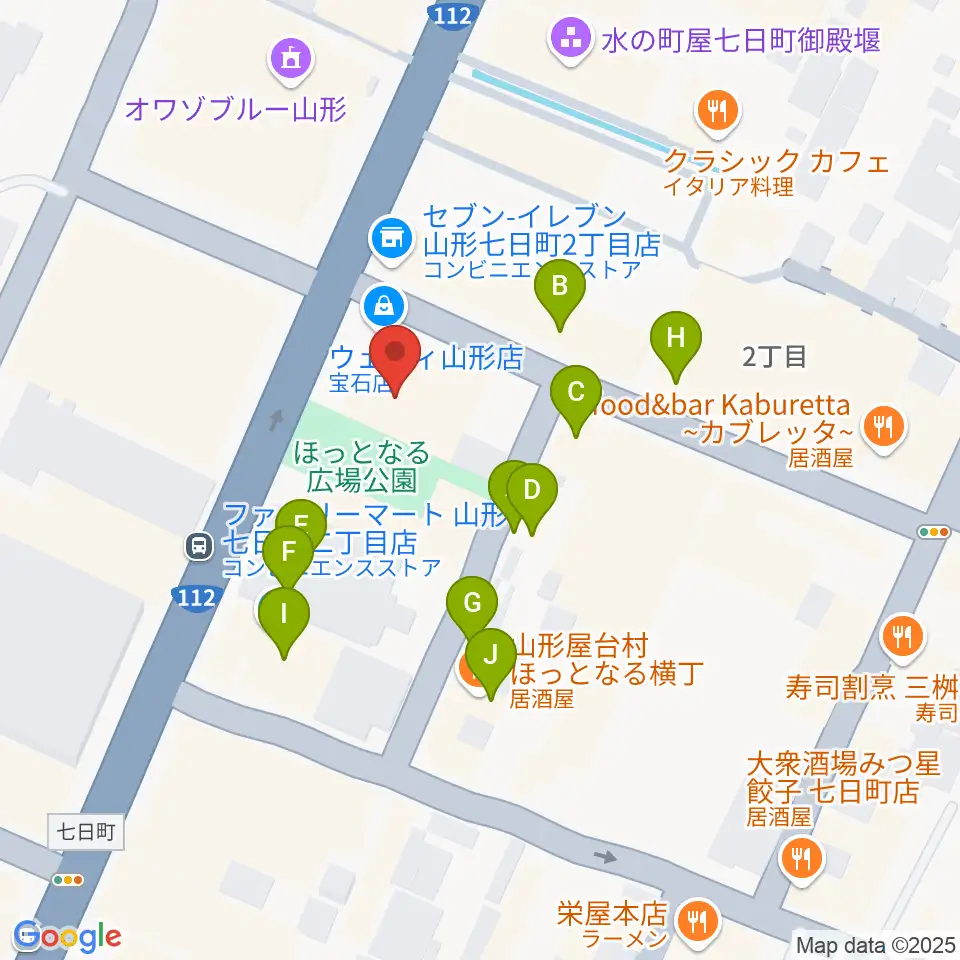 富岡本店周辺のファミレス・ファーストフード一覧地図