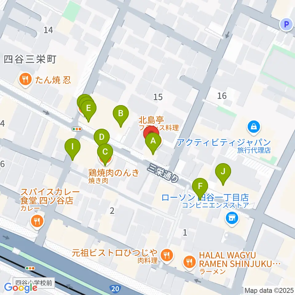 四ツ谷サウンドクリークドッポ周辺のファミレス・ファーストフード一覧地図