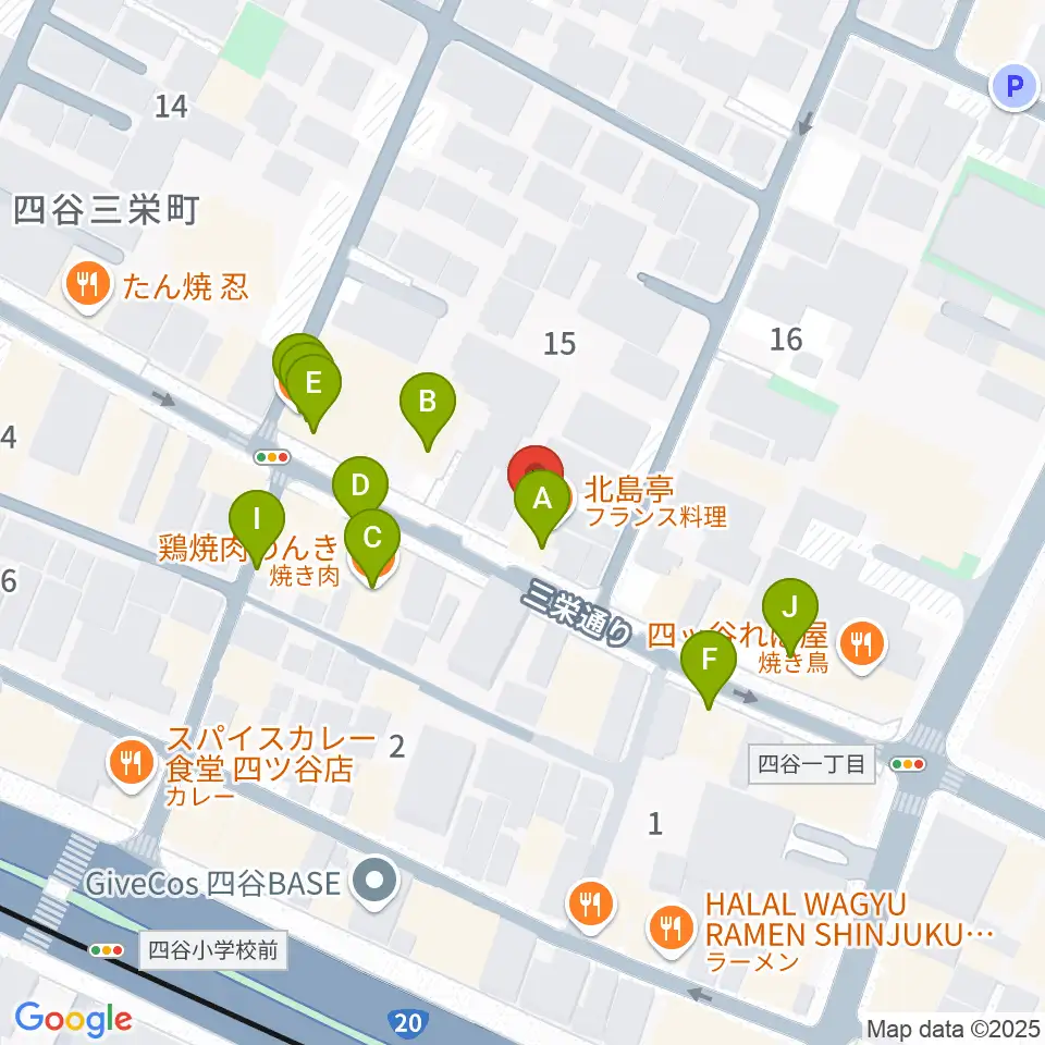 四ツ谷サウンドクリークドッポ周辺のファミレス・ファーストフード一覧地図