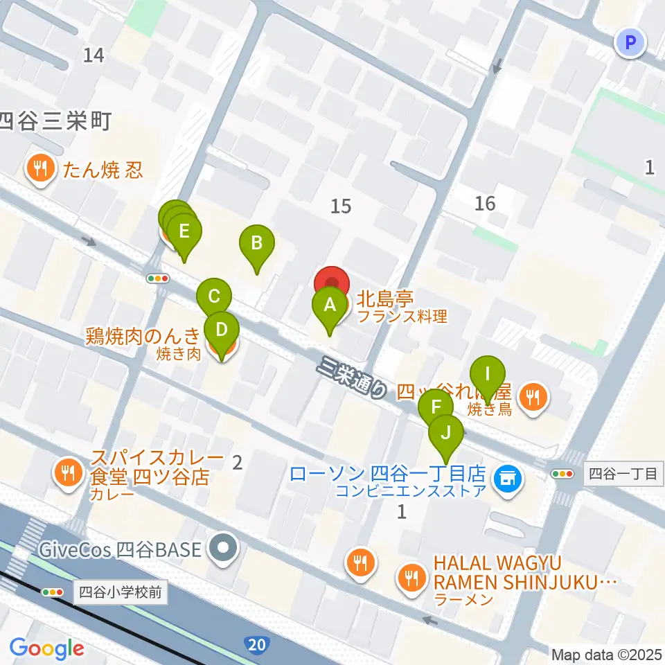 四ツ谷サウンドクリークドッポ周辺のファミレス・ファーストフード一覧地図