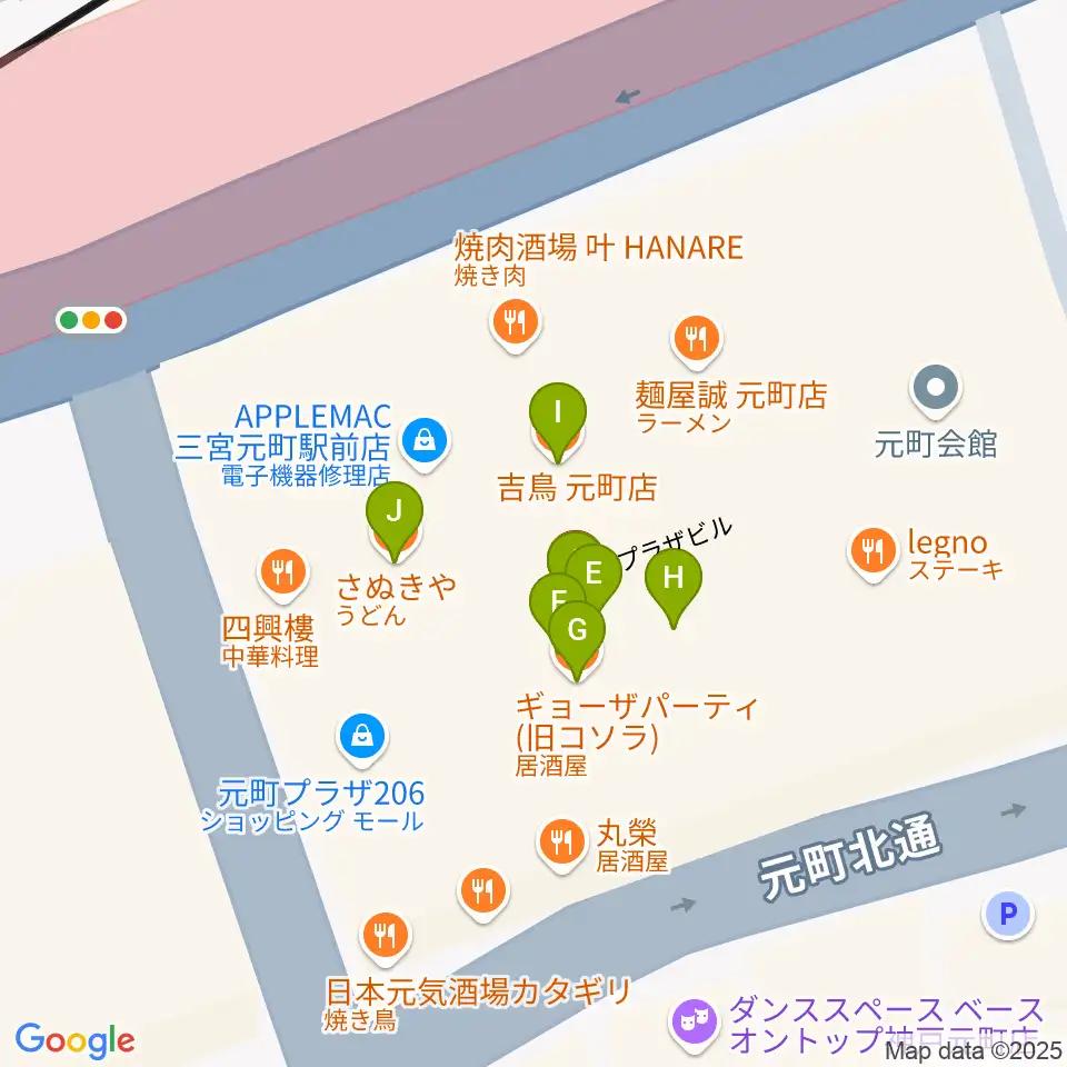 元町シアタージャジー周辺のファミレス・ファーストフード一覧地図