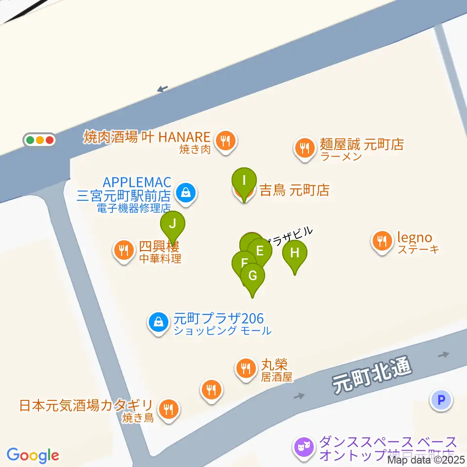 元町シアタージャジー周辺のファミレス・ファーストフード一覧地図