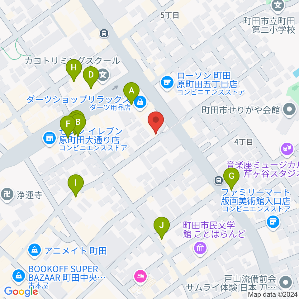 町田ナッティーズ周辺のファミレス・ファーストフード一覧地図