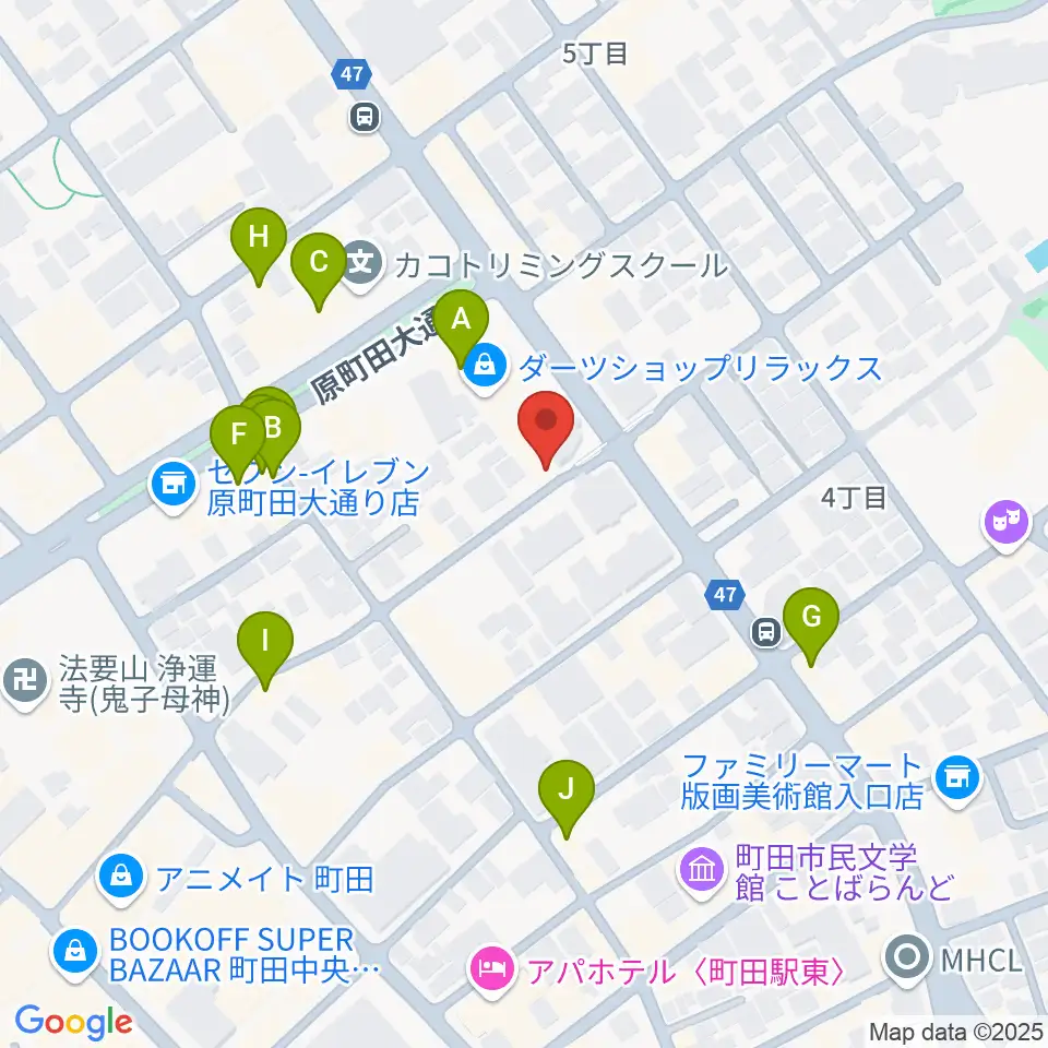 町田ナッティーズ周辺のファミレス・ファーストフード一覧地図