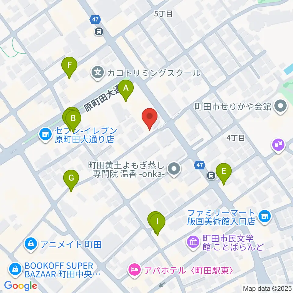 町田ナッティーズ周辺のファミレス・ファーストフード一覧地図