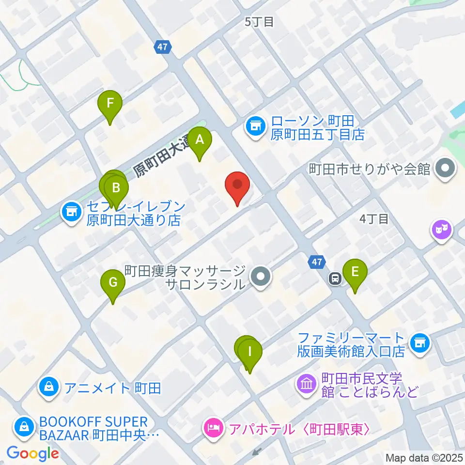 町田ナッティーズ周辺のファミレス・ファーストフード一覧地図