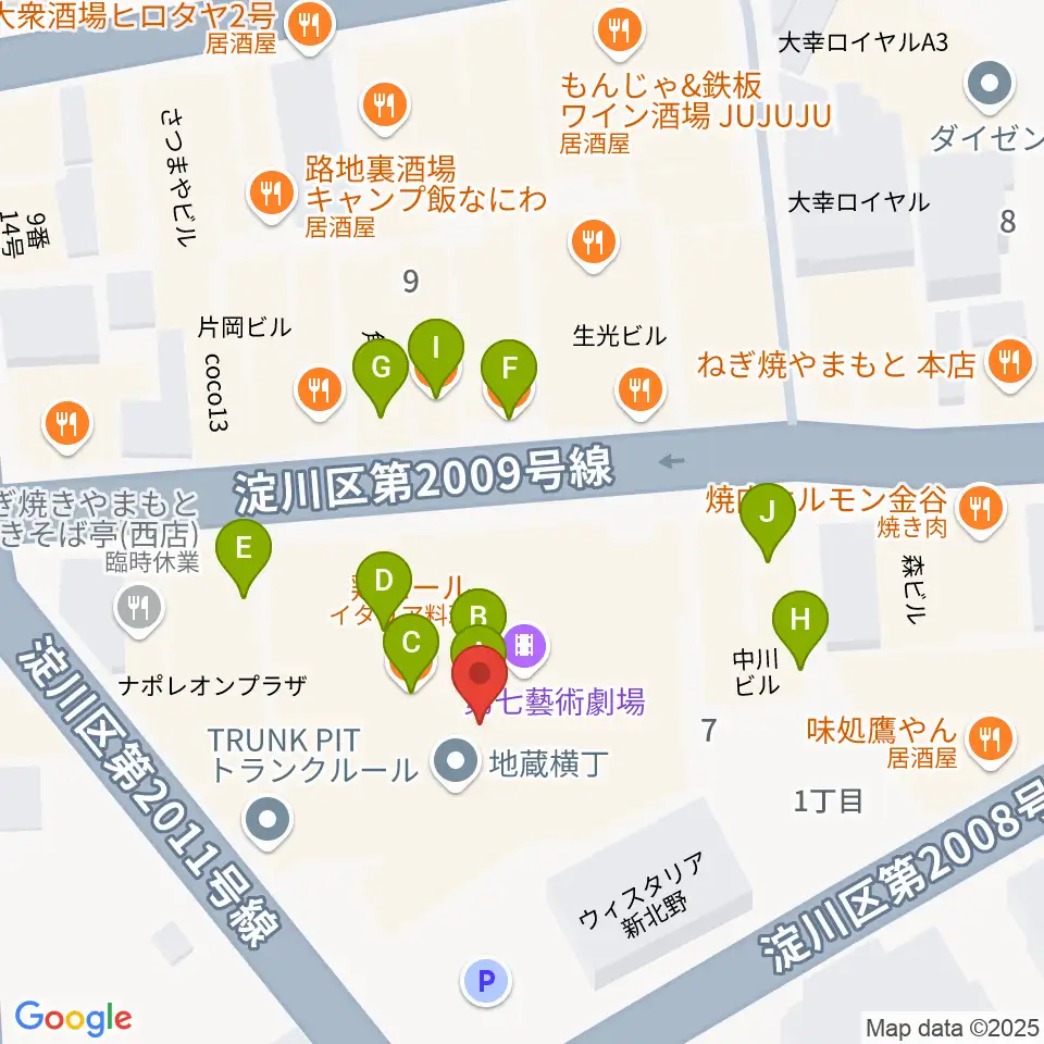 シアターセブン周辺のファミレス・ファーストフード一覧地図