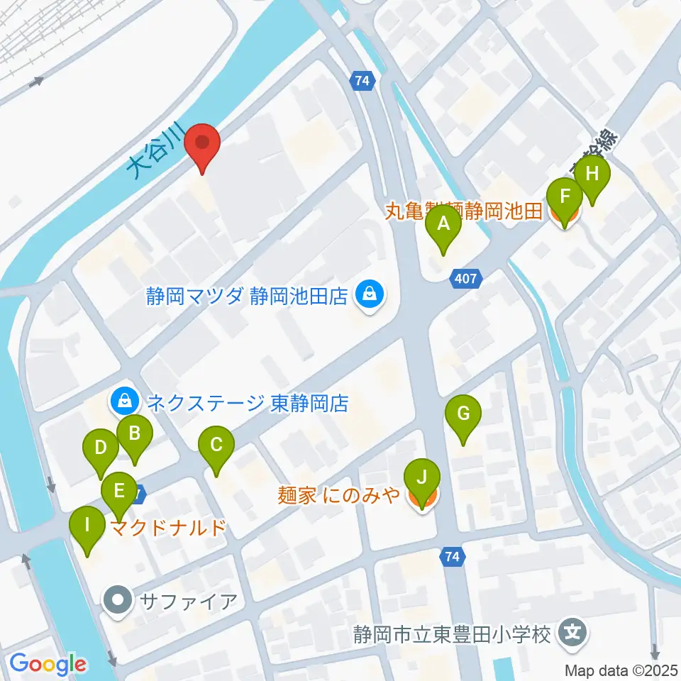静岡UMBER周辺のファミレス・ファーストフード一覧地図