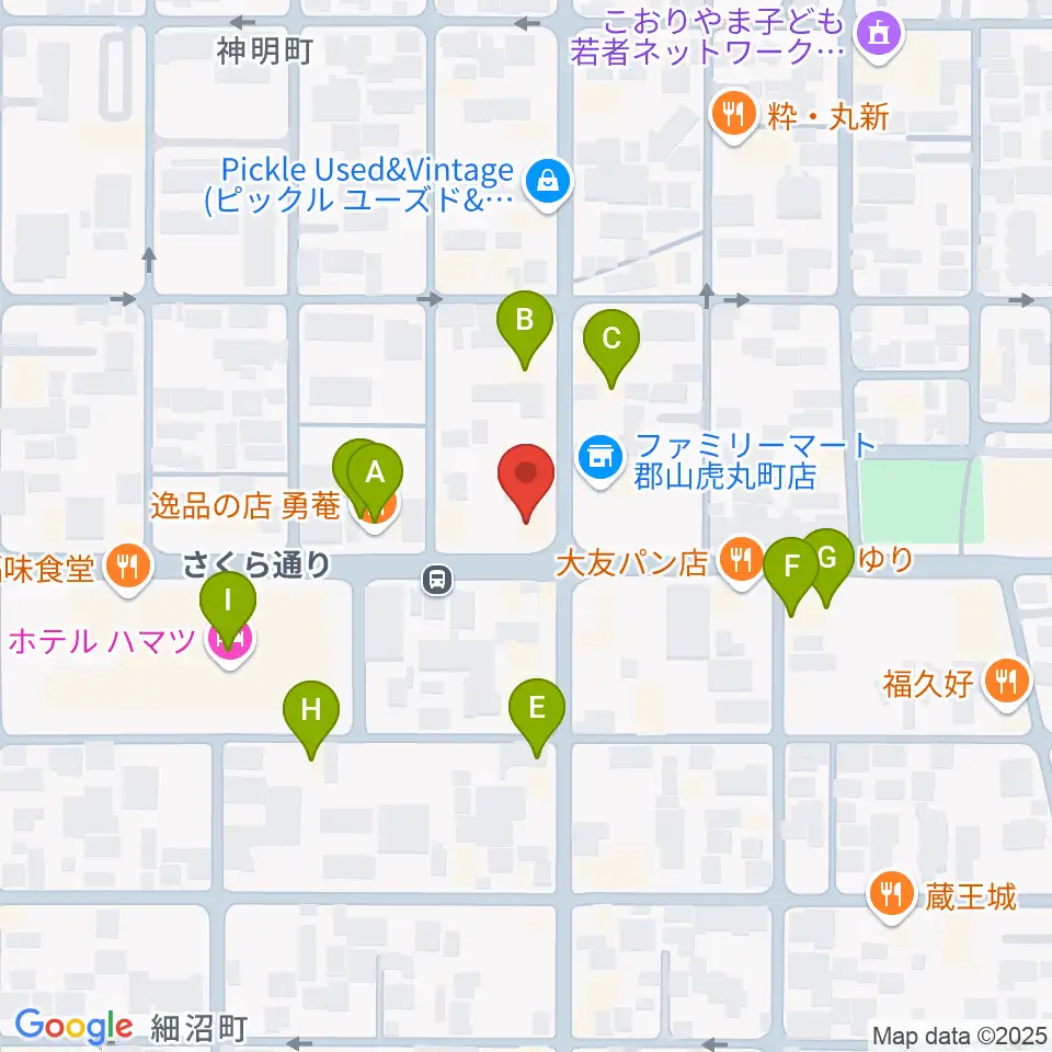 カワイ郡山ショップ周辺のファミレス・ファーストフード一覧地図