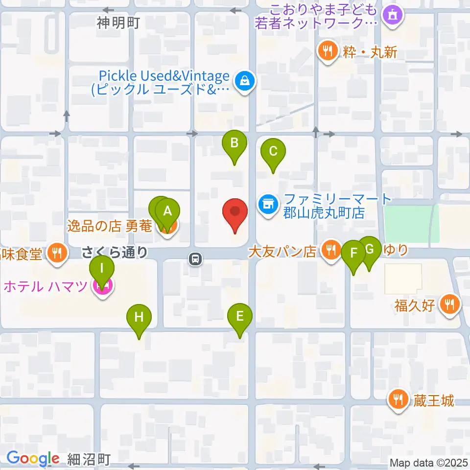 カワイ郡山ショップ周辺のファミレス・ファーストフード一覧地図