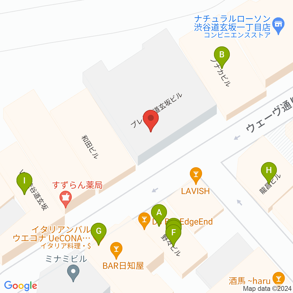 渋谷REX周辺のファミレス・ファーストフード一覧地図