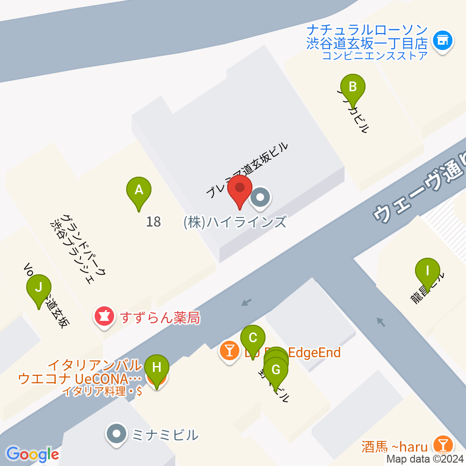 渋谷REX周辺のファミレス・ファーストフード一覧地図