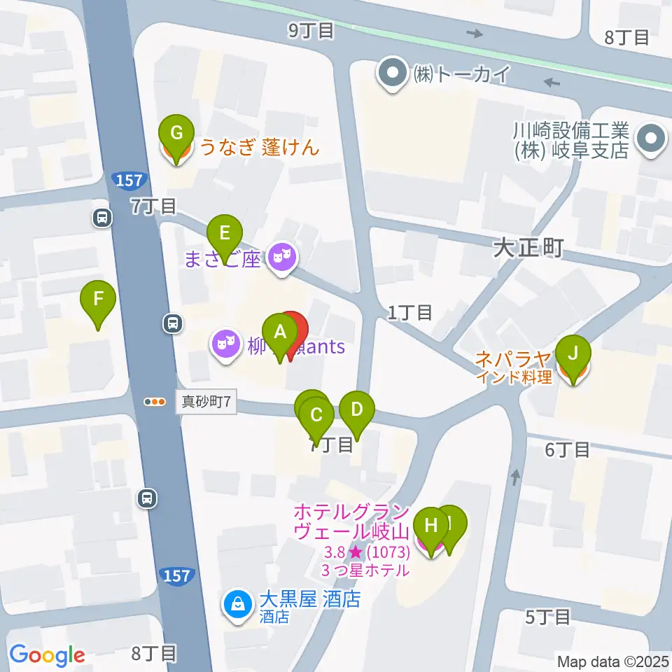 柳ヶ瀬アンツ周辺のファミレス・ファーストフード一覧地図