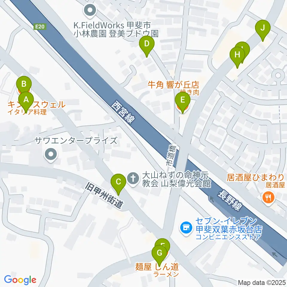 キングスウェルホール周辺のファミレス・ファーストフード一覧地図