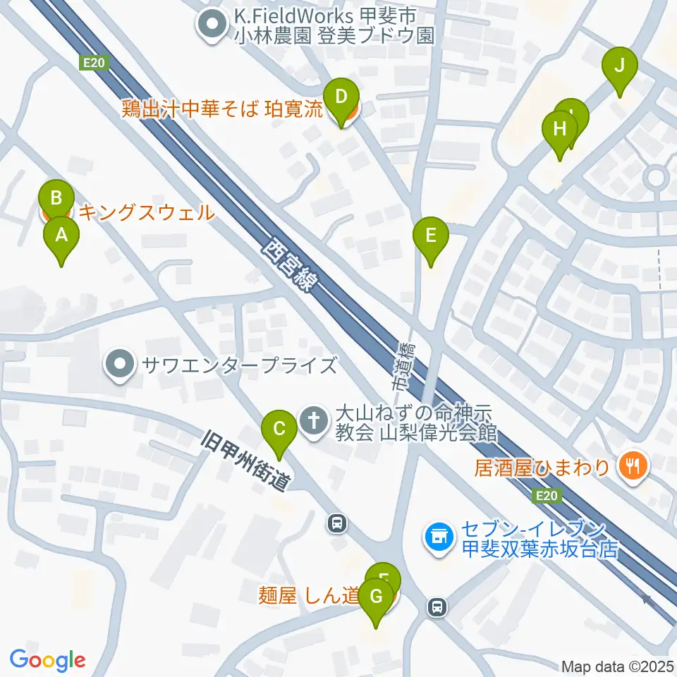 キングスウェルホール周辺のファミレス・ファーストフード一覧地図