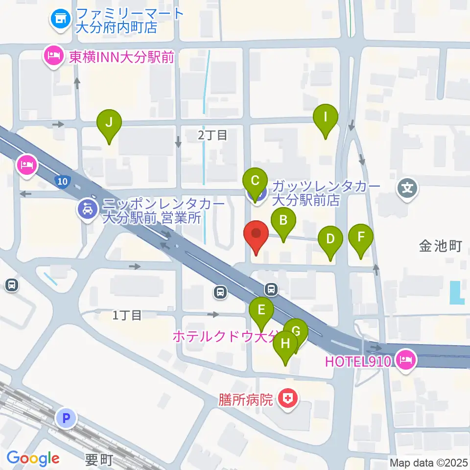 大分DRUM Be-0周辺のファミレス・ファーストフード一覧地図