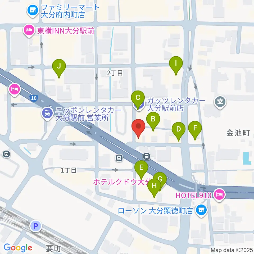 大分DRUM Be-0周辺のファミレス・ファーストフード一覧地図