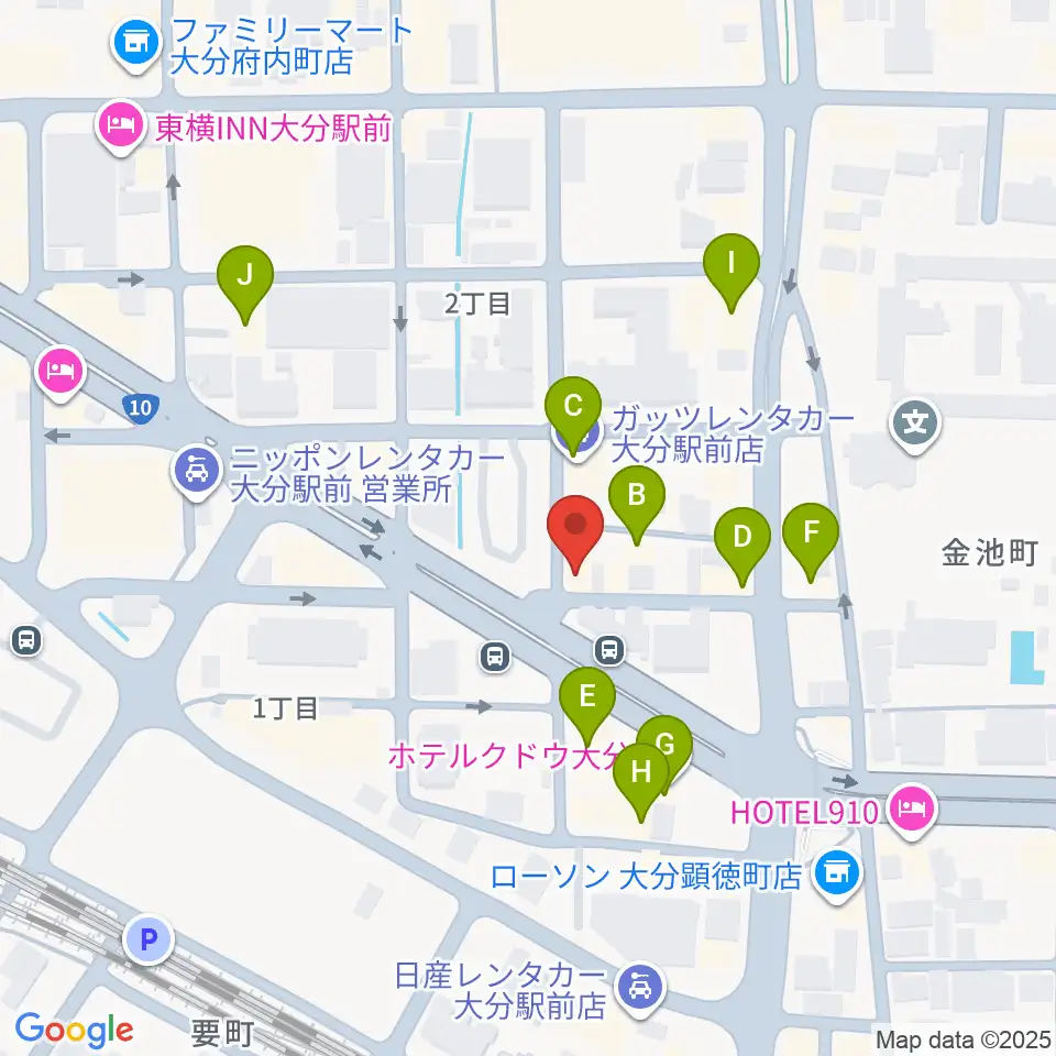 大分DRUM Be-0周辺のファミレス・ファーストフード一覧地図