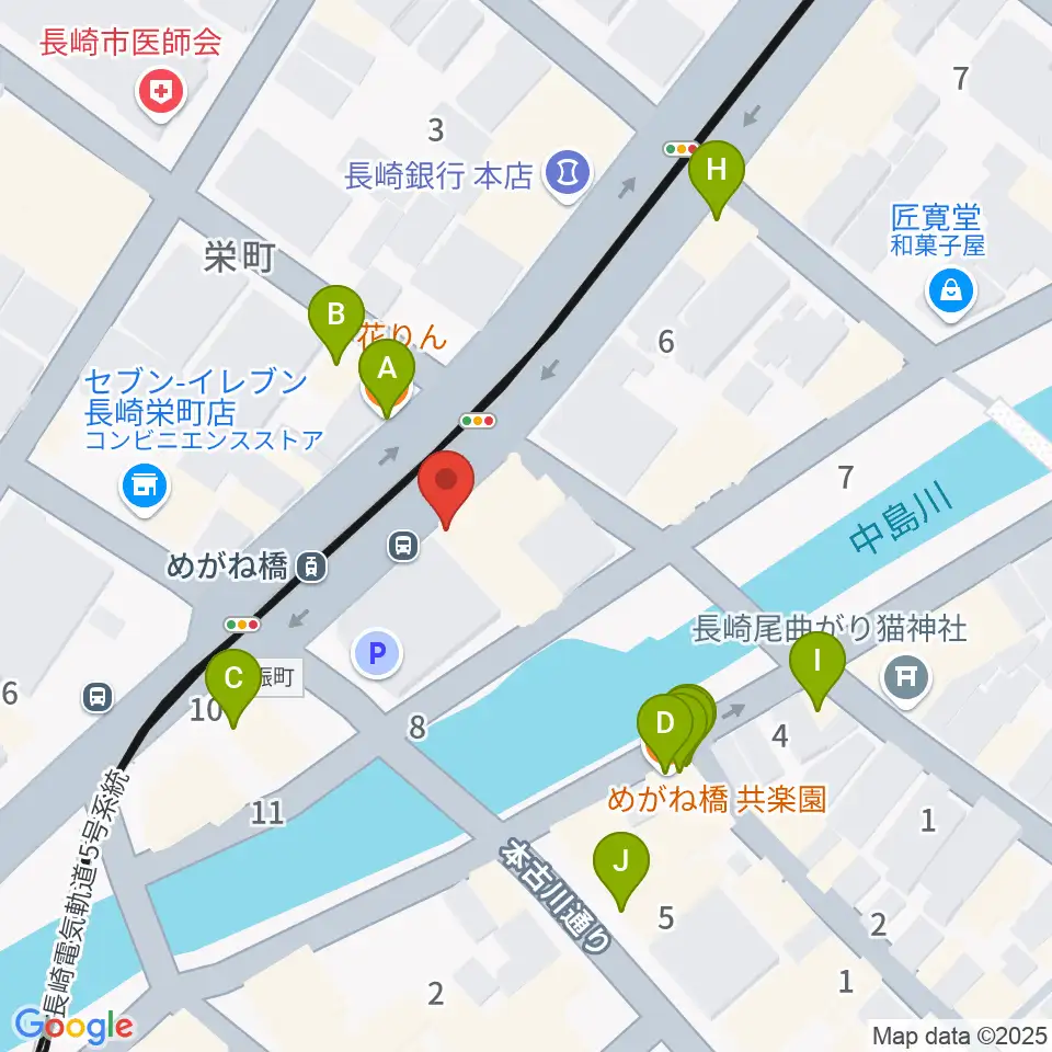 長崎DRUM Be-7周辺のファミレス・ファーストフード一覧地図