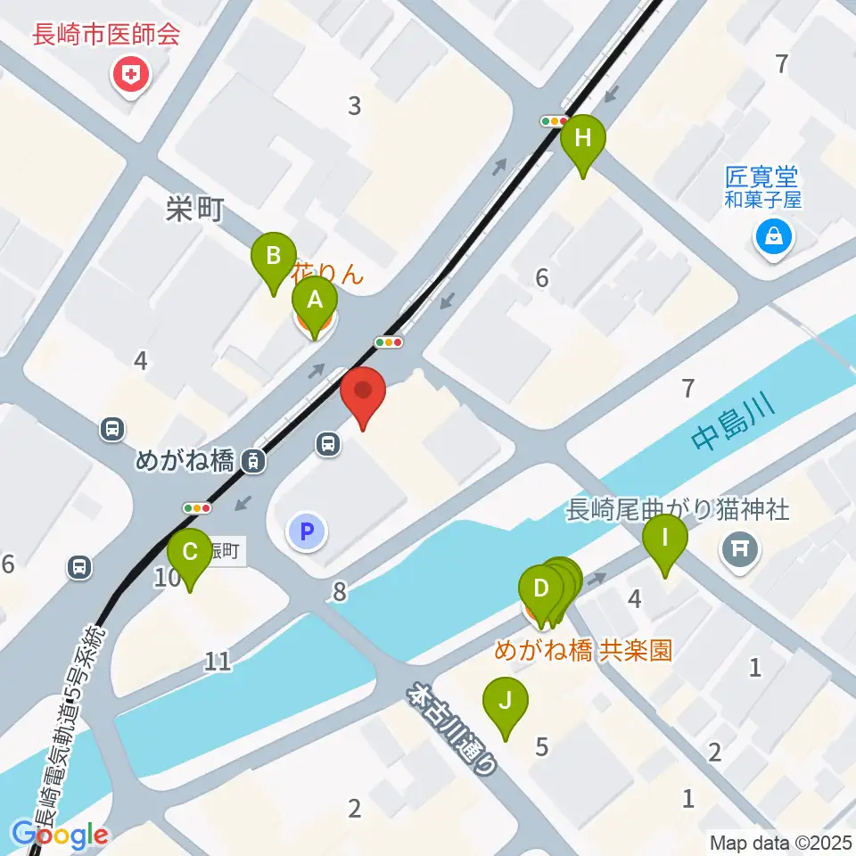 長崎DRUM Be-7周辺のファミレス・ファーストフード一覧地図