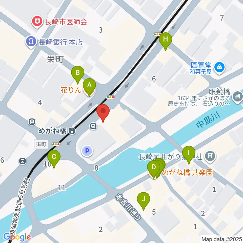 長崎DRUM Be-7周辺のファミレス・ファーストフード一覧地図