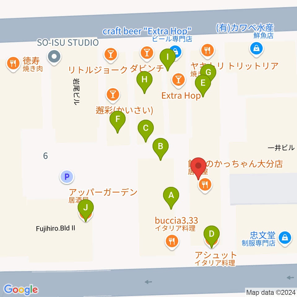 AT HALL周辺のファミレス・ファーストフード一覧地図