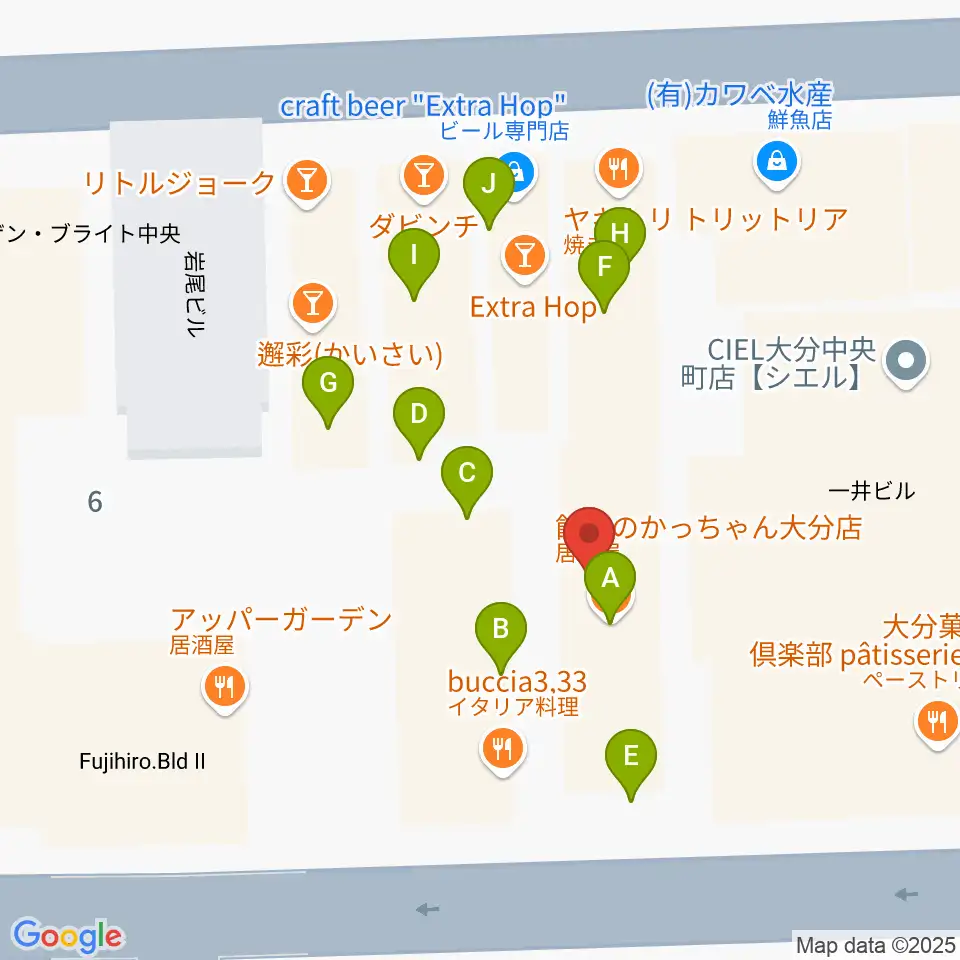 AT HALL周辺のファミレス・ファーストフード一覧地図