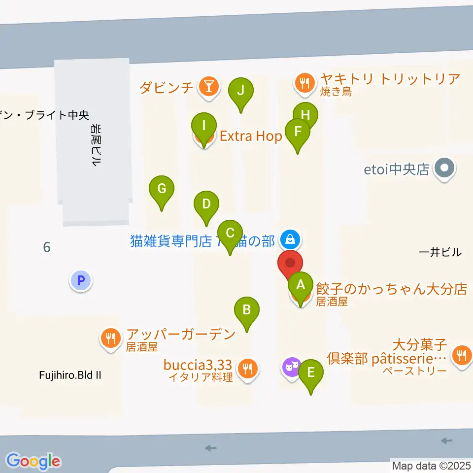 AT HALL周辺のファミレス・ファーストフード一覧地図