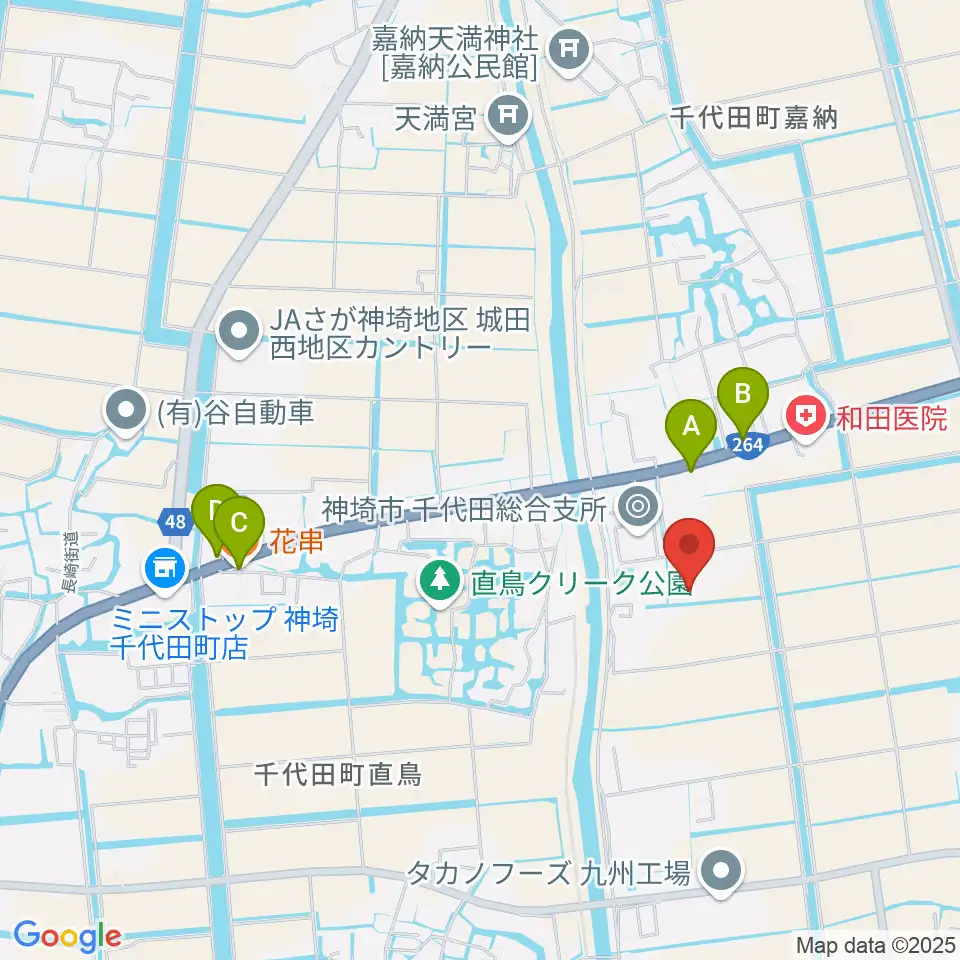 神埼市千代田文化会館 はんぎーホール周辺のファミレス・ファーストフード一覧地図